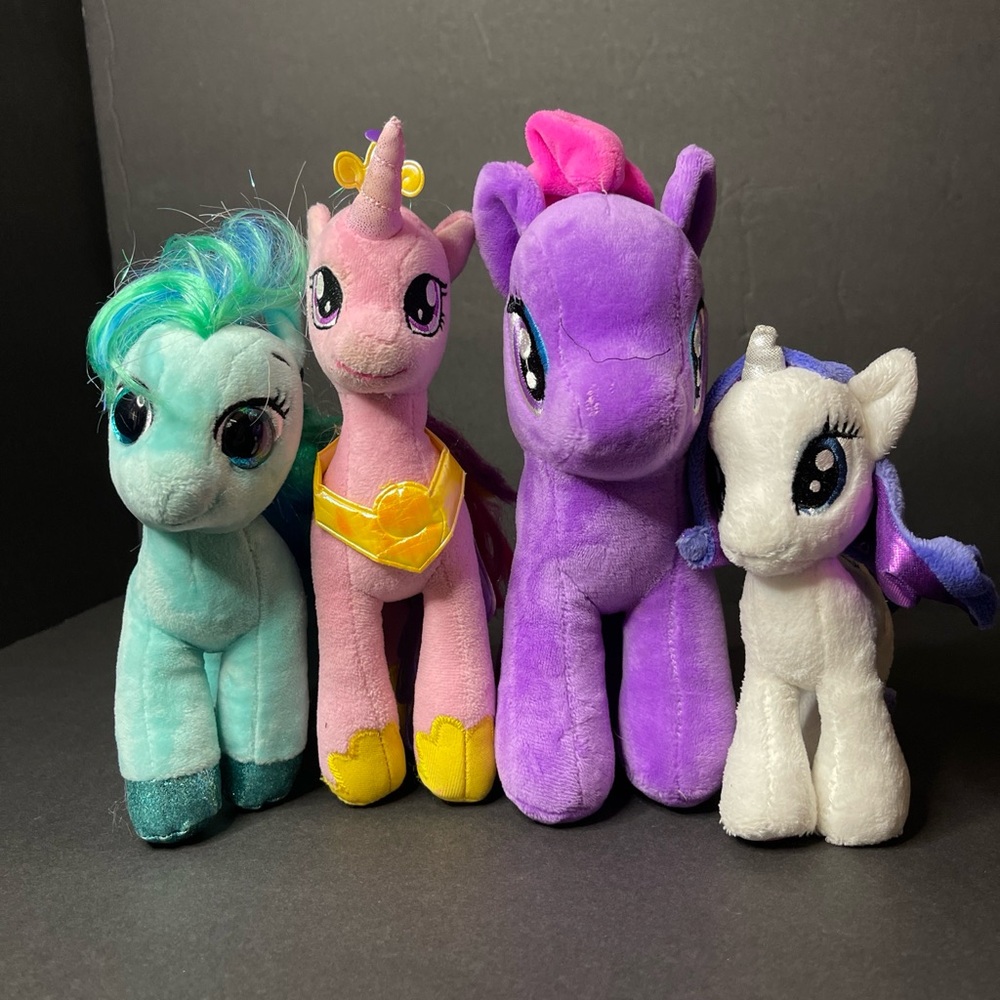 3  Ty Beanie Baby My Little Pony Plush + 1 Purple Pony  Lot Of 4 Total